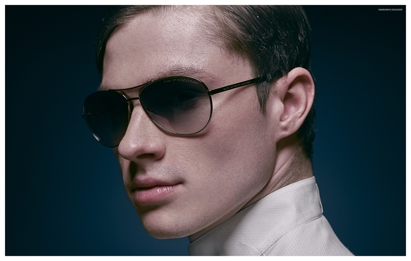 Tyler wears sunglasses Marc by Marc Jacobs and silk shirt Pal Zileri.