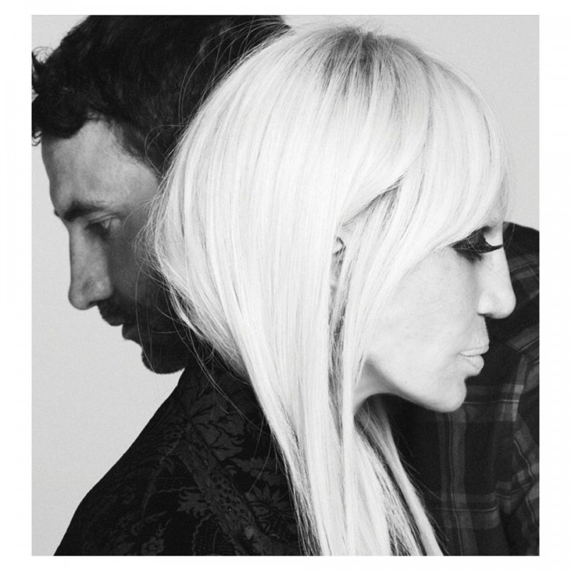 Designers Donatella Versace and Riccardo Tisci pose together for a photo from Givenchy's fall-winter 2015 campaign.