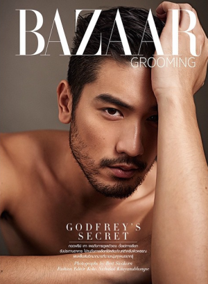 Godfrey Gao Shirtless Harpers Bazaar Men Thailand Spring Summer 2015 Cover Photo Shoot 001