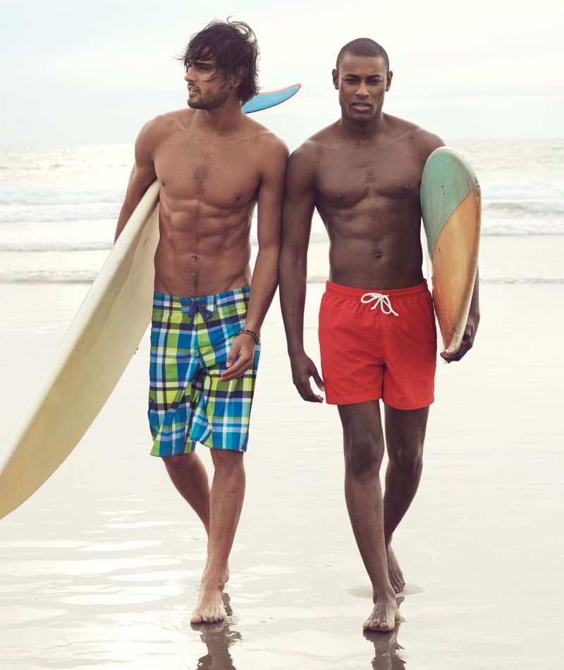 Models Marlon Teixeira and Roger Dupe hit the beach for H&M » Summer Preview: H&M Men Does Swimwear Models Marlon Teixeira and Roger Dupe hit the beach for H&M