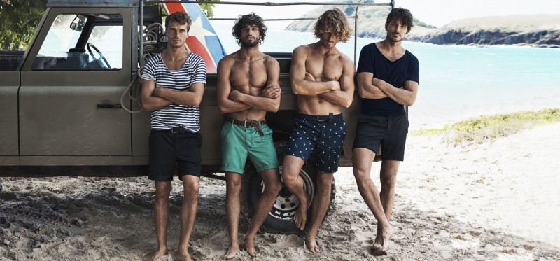 Clément Chabernaud, Marlon Teixeira, Clay Pollioni and Andres Velencoso Segura poses for a casual image on the beach.