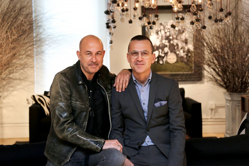 Designer John Varvatos poses for a photo with CFDA CEO President Steven Kolb