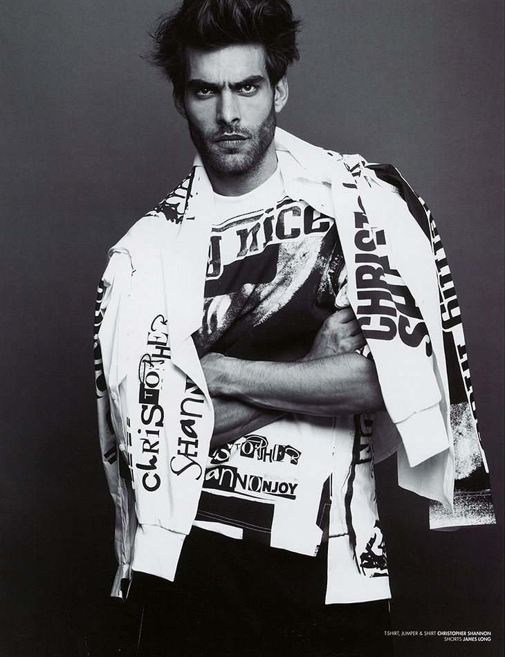 Jon Kortajarena goes sporty in Moschino.