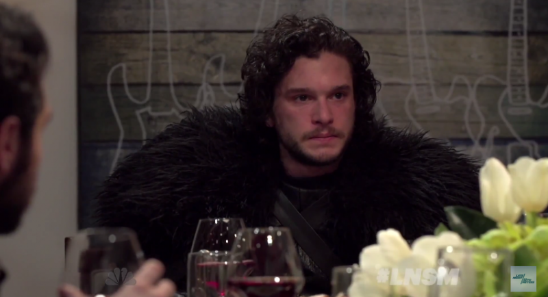 Jon Snow proves to be quite the dinner guest on Late Night With Seth Meyers.