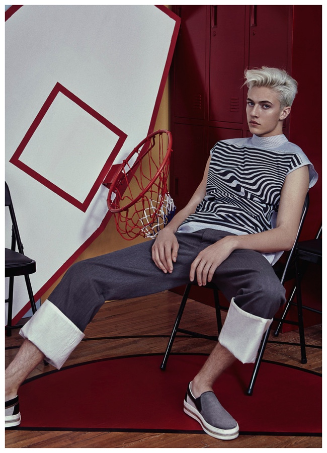 Lucky Blue Smith goes for a Loewe cuffed look.