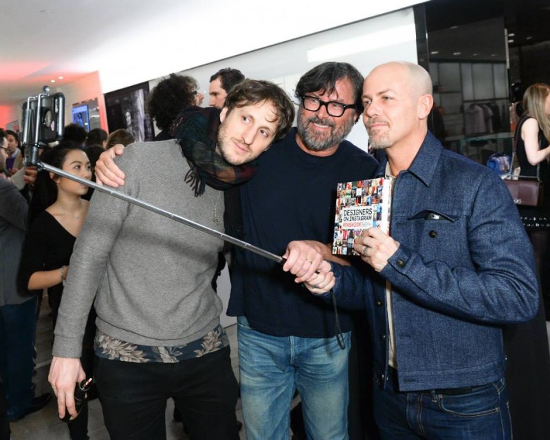 Designers Marc Alary and Billy Reid pose with Calvin Klein Collection men's creative director Italo Zucchelli.