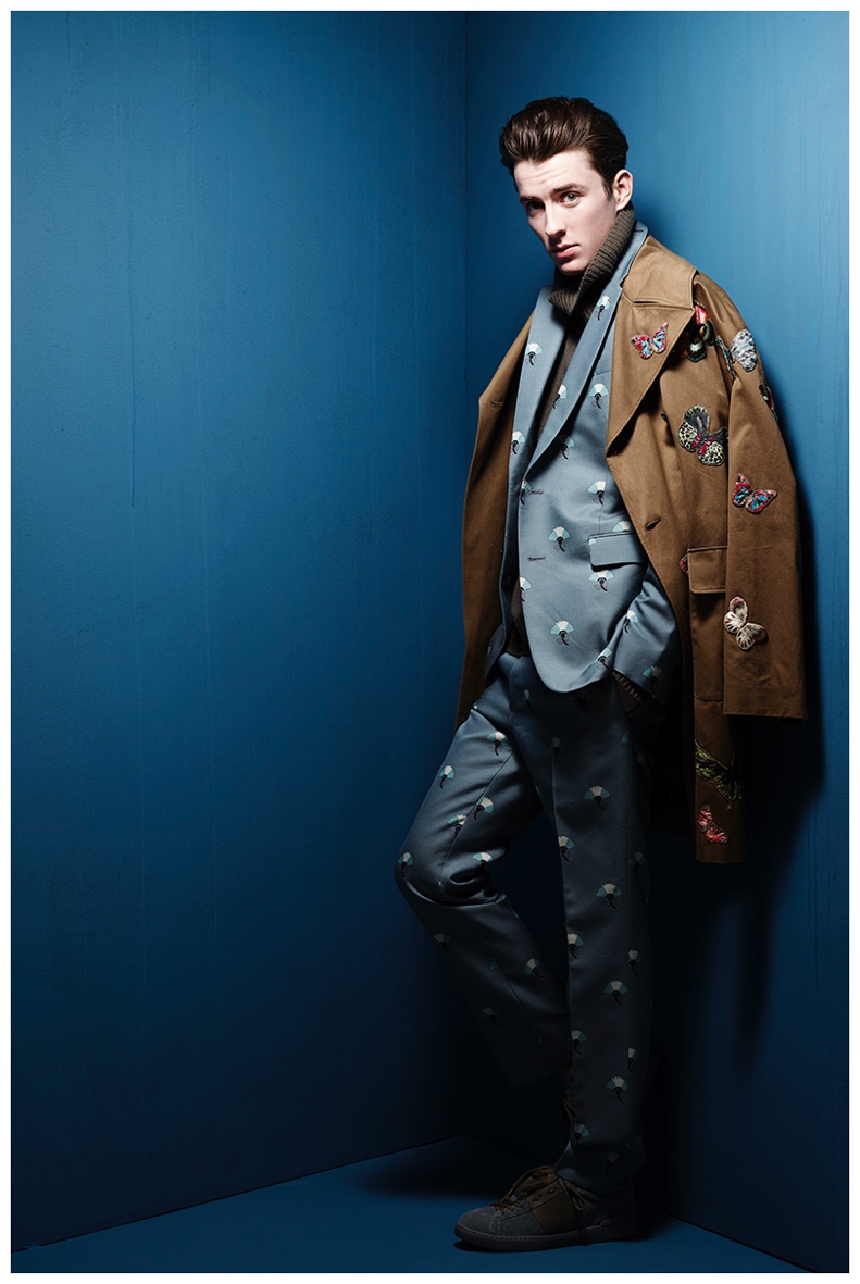 Matthew Beard models a spring look from Valentino.