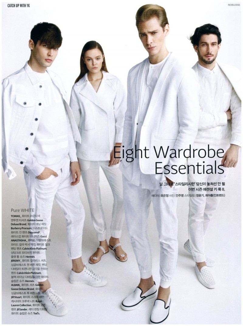 Summer whites are front and center as part of Noblesse's fashion spread on wardrobe essentials.