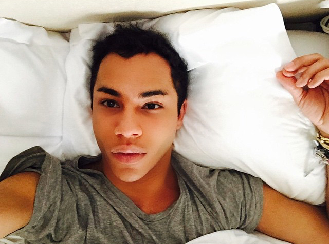Olivier Rousteing shares an image from bed.