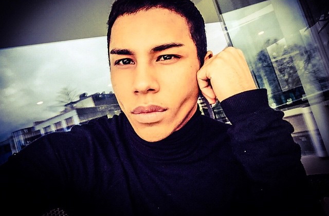 Sucking in his cheekbones, Olivier Rousteing shares a selfie.