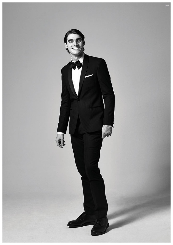 RJ Mitte is all smiles in a dapper tuxedo.