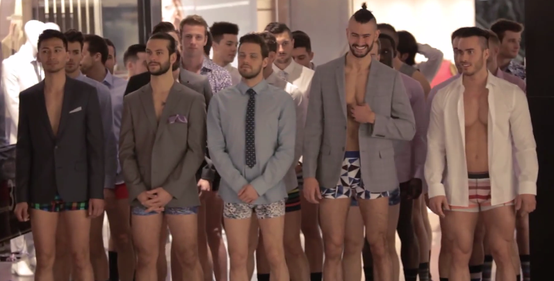 Models are all smiles as they stand in their underwear for a new promo video from RW&CO.
