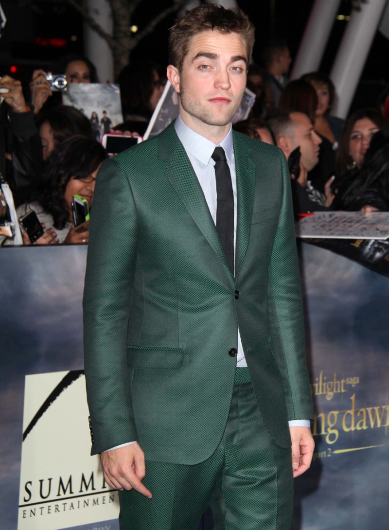 Robert Pattinson at the world premiere of his movie "The Twilight Saga: Breaking Dawn - Part 2" at the Nokia Theatre LA Live.