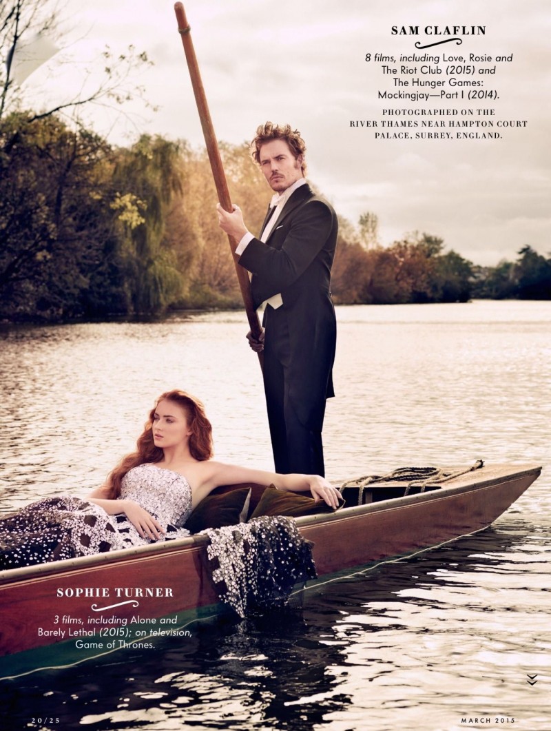 Photographed for Vanity Fair, Sophie Turner and Sam Claflin go for a boat ride.