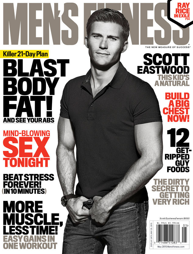 Scott Eastwood wears a polo shirt for the May 2015 cover of Men's Fitness.