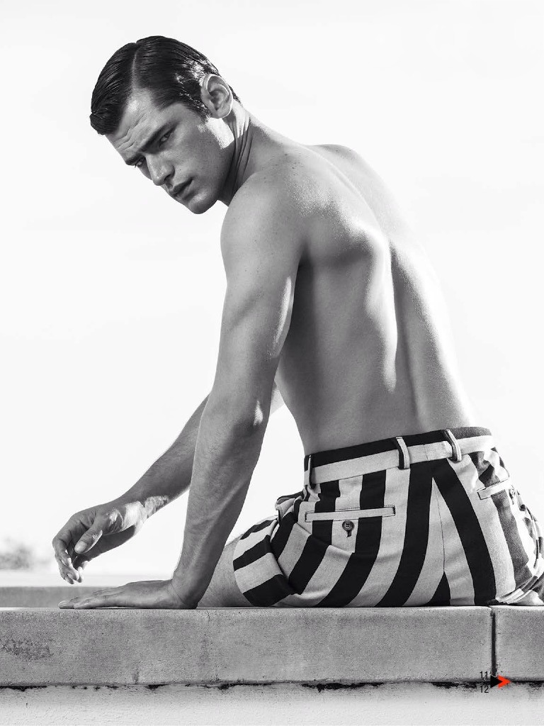 Sean O'Pry has a striped moment.