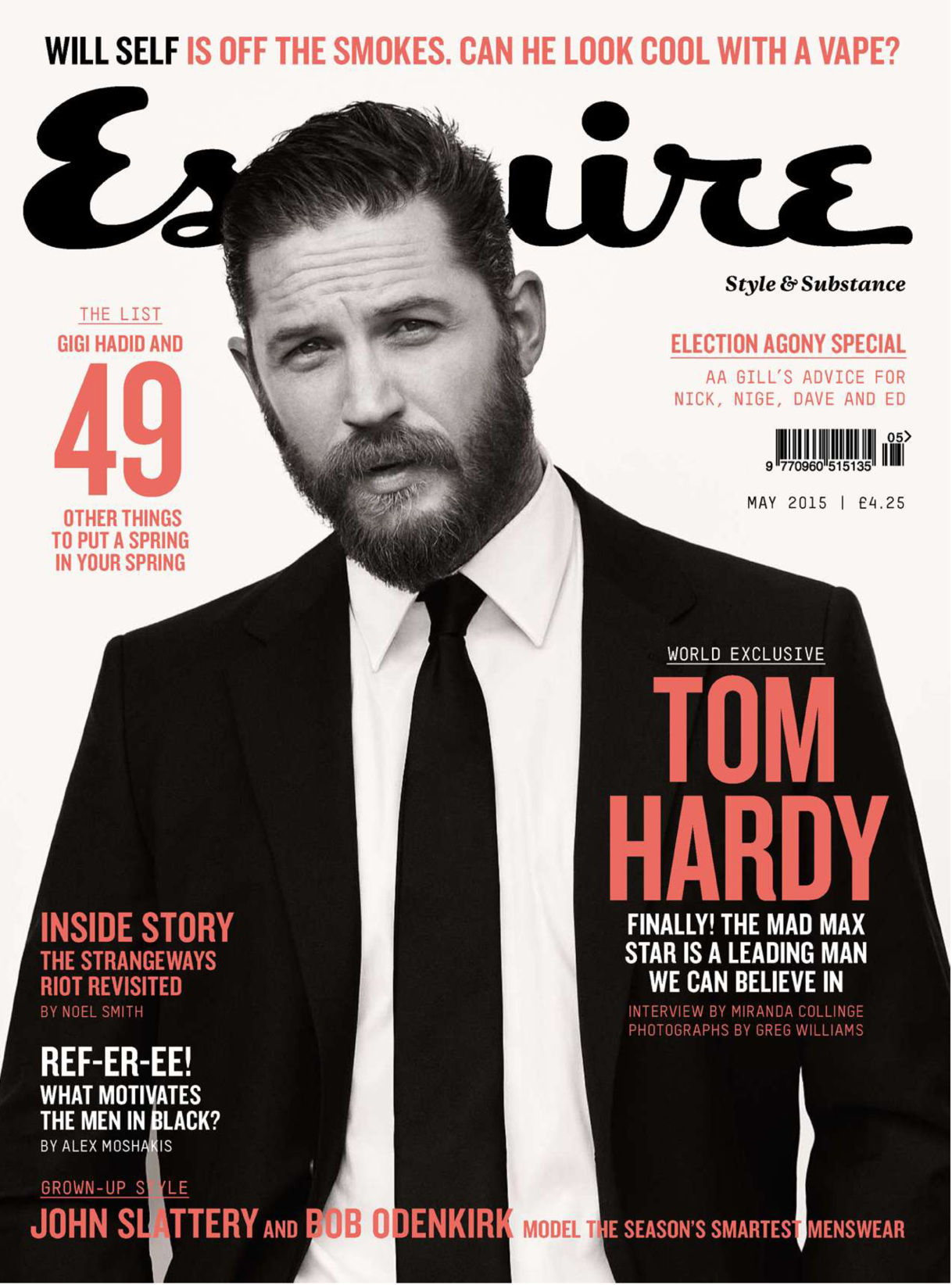 Tom Hardy Covers Esquire UK May 2015 Issue, Talks 'Mad Max'