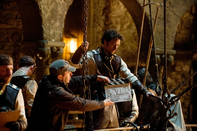 James McAvoy filming Victor Frankenstein.
