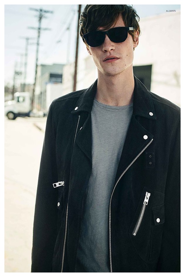 Matthew Hitt maintains a cool image in a biker jacket.