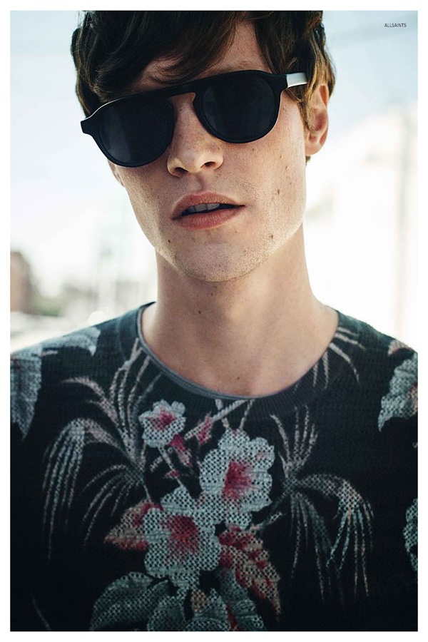 Matthew Hitt rocks shades as he embraces a tropical flair for AllSaints.