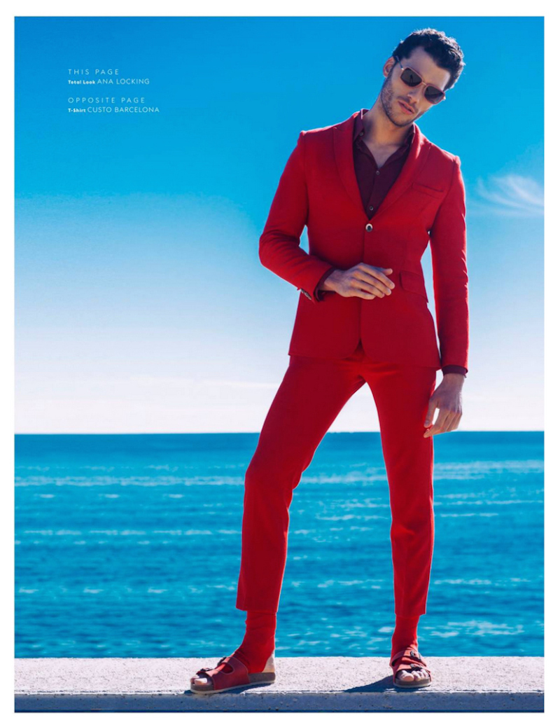 Aurelien stuns in a red Ana Locking suit.