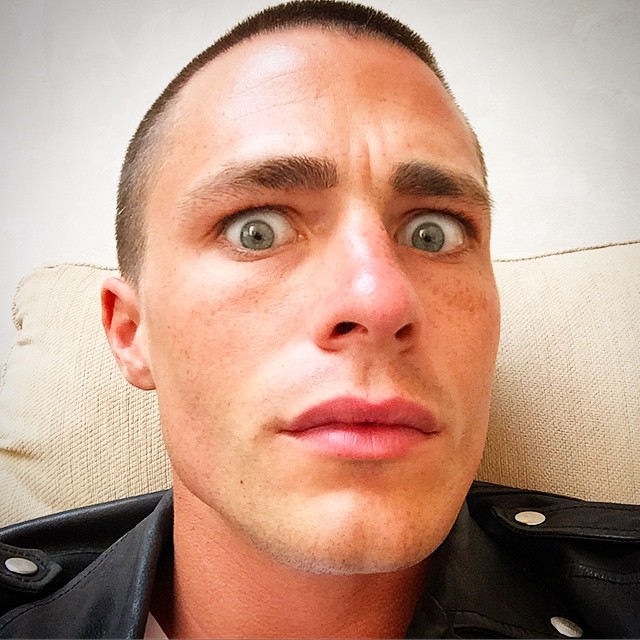Showing off his freckles and buzz cut, Colton Haynes poses for an Instagram selfie.