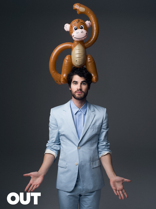 Darren Criss monkeys around in a Marc Jacobs suit.