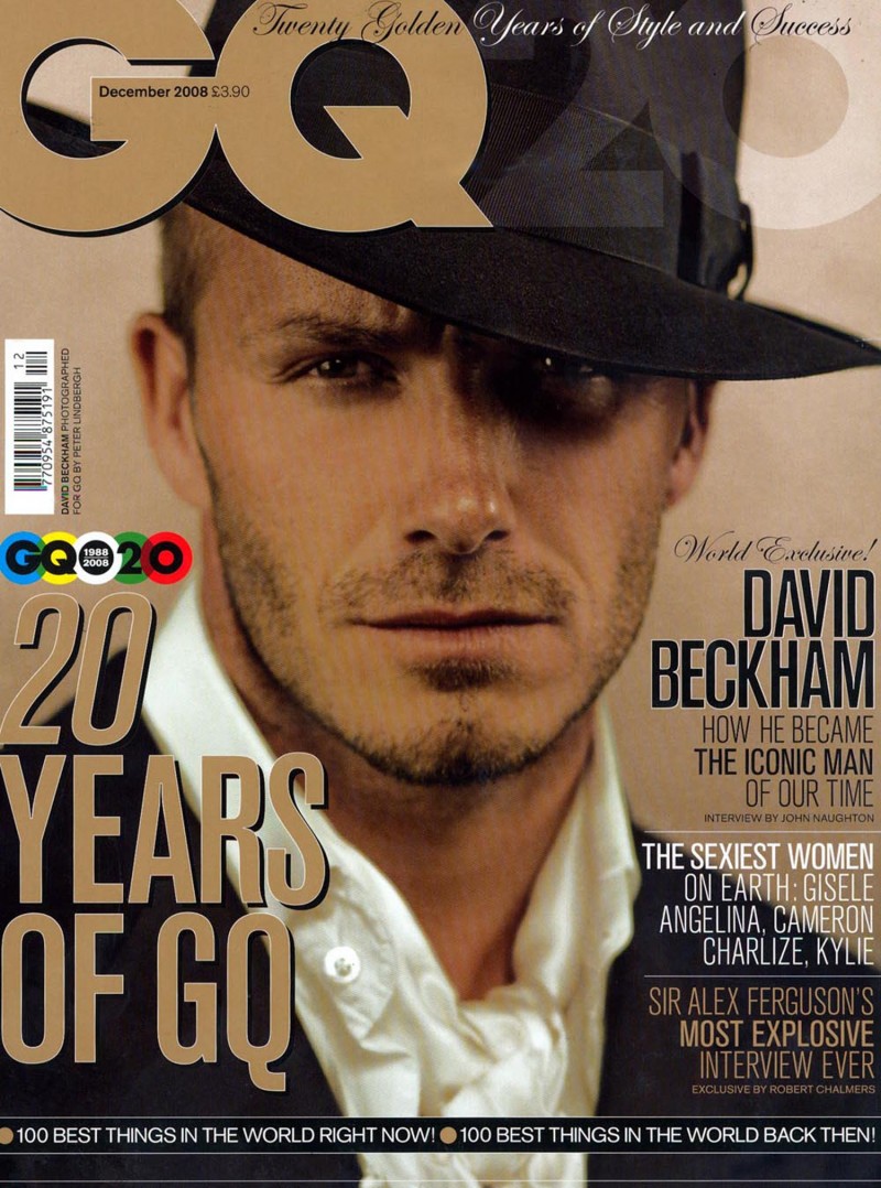 Flashback: David Beckham covers the December 2008 issue of British GQ.