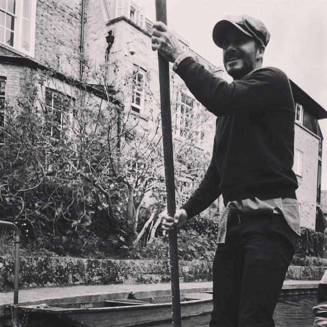 David Beckham spends the day punting.