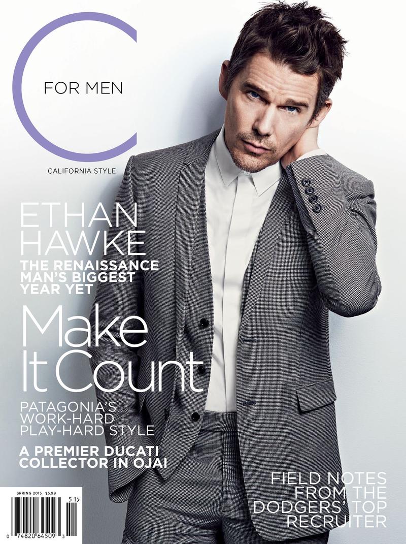 Connecting with photographer Mark Abrahams, Ethan Hawke graces the cover of the spring 2015 issue of C For Men.