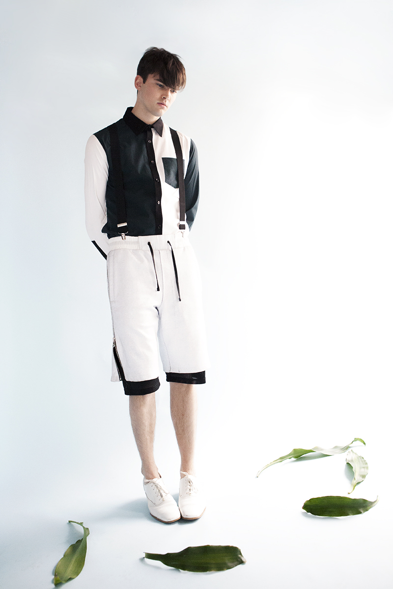 Luke wears shirt Choong H Lee, shorts Nona9on, suspenders Alexander Olch and shoes Calvin Klein.