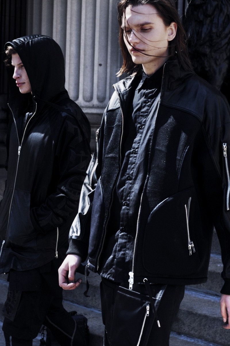 Embracing a dark color palette, Jordan and Alexey head out in Skingraft's urban designs.