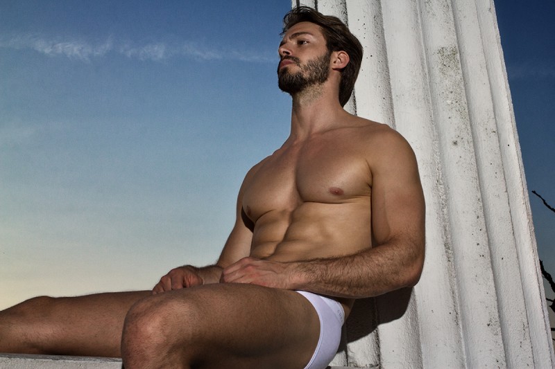 Emanuele wears underwear Charlie by Matthew Zink.