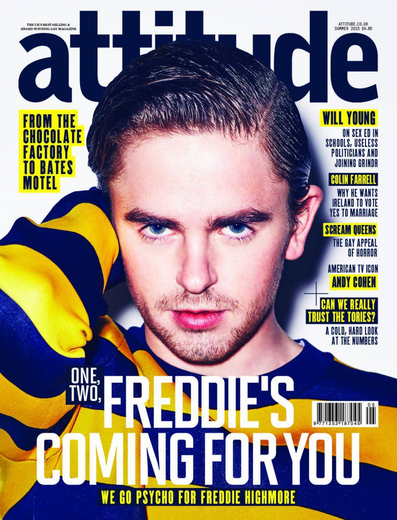 Freddie Highmore covers the summer 2015 issue of Attitude.