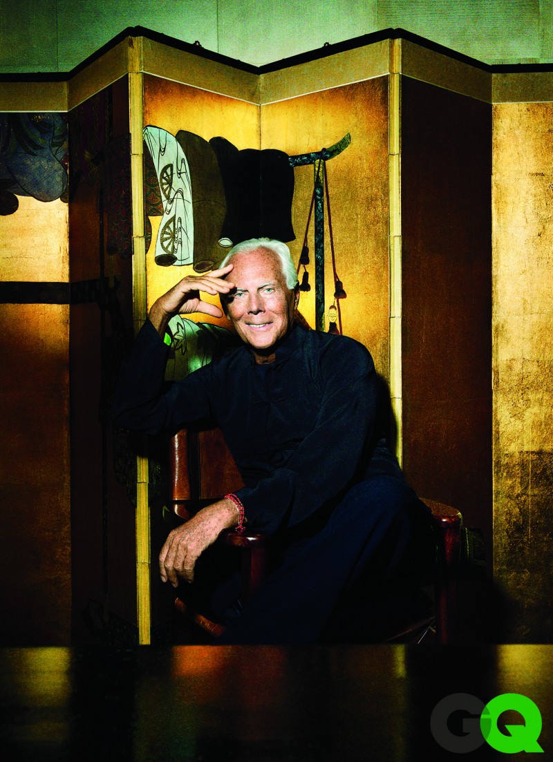 Designer Giorgio Armani photographed by Pari Dukovic for GQ.