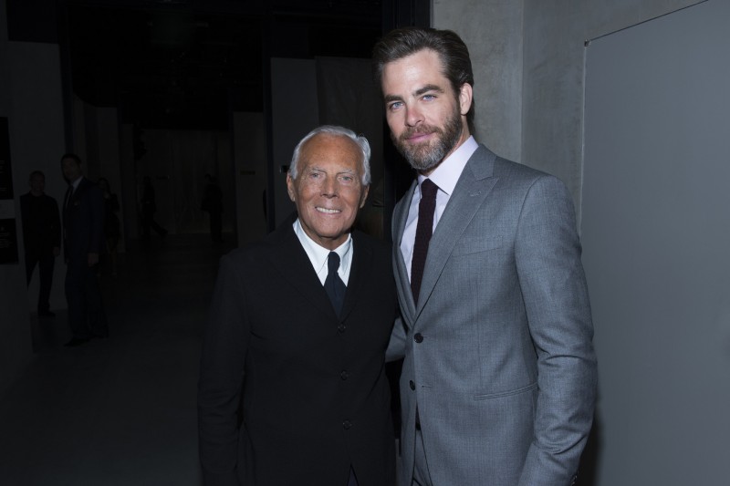 Giorgio Armani and Chris Pine