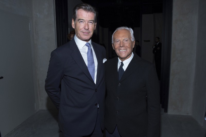 Pierce Brosnan and Giorgio Armani