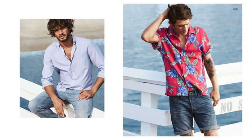 Pictured right, Vinnie sports a tropical print short-sleeve shirt.