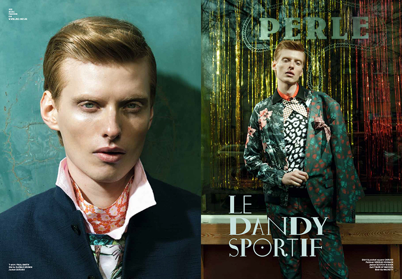 Mixing bold patterns, Iwan channels a modern dandy for the fashion spread.