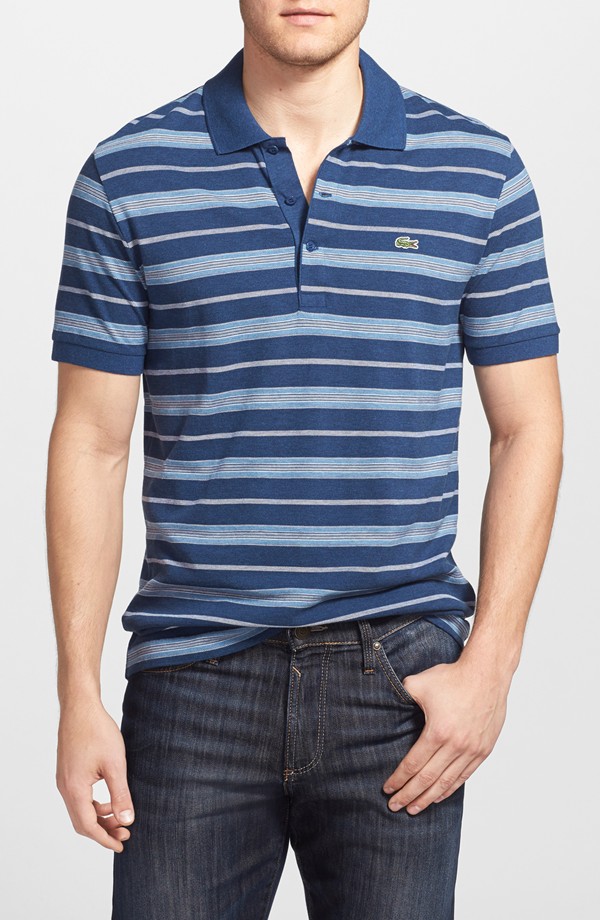 Lacoste Stripe Stretch Pique Polo Shirt