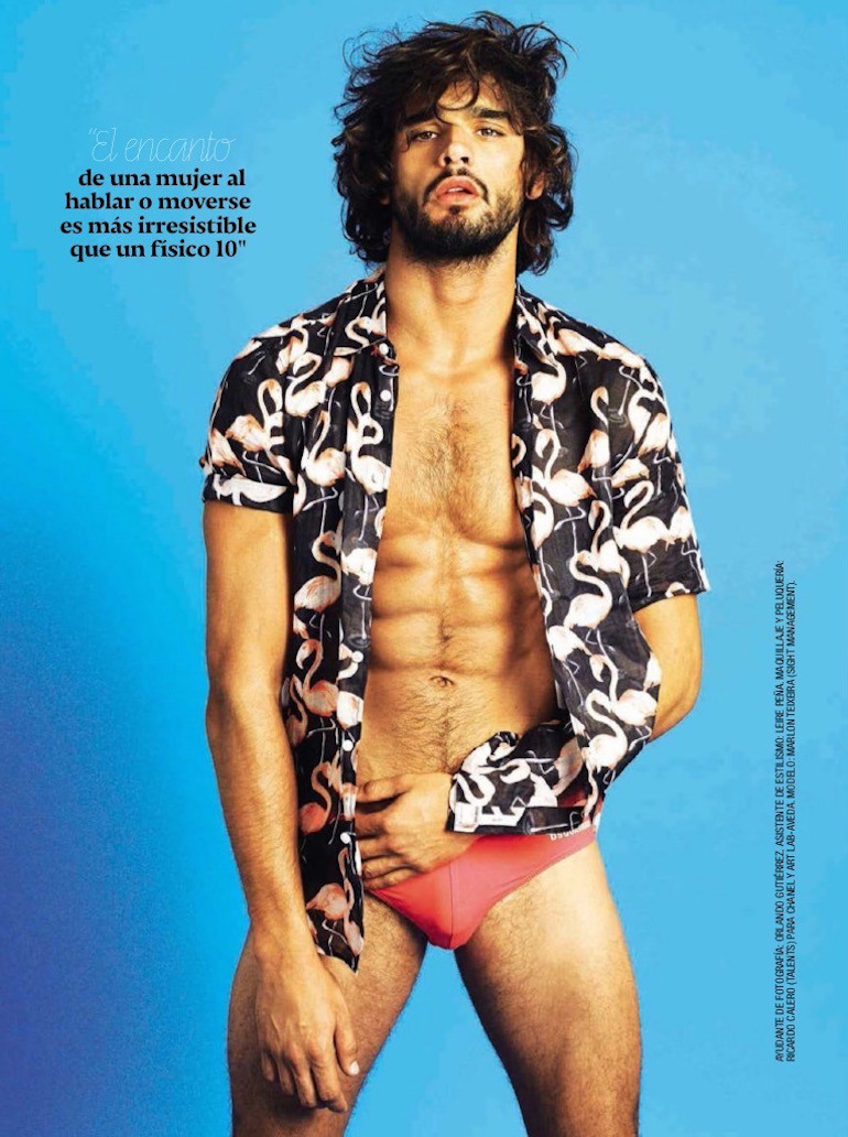 Marlon embraces summer with a flamingo print from Marc Jacobs. » Marlon Teixeira Rocks Tropical Prints for Glamour Spain Shoot Marlon embraces summer with a flamingo print from Marc Jacobs.