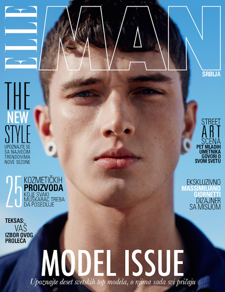 Matthew Holt covers the spring-summer 2015 issue of Elle Man Serbia