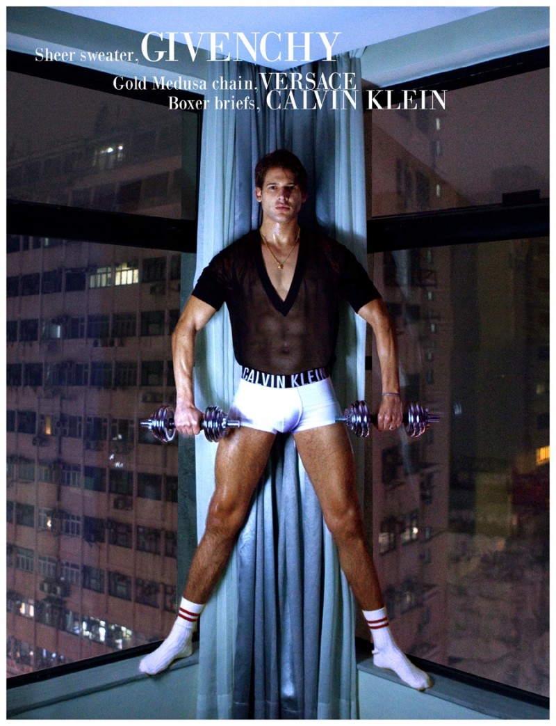 Milan gets in a workout wearing Calvin Klein underwear.