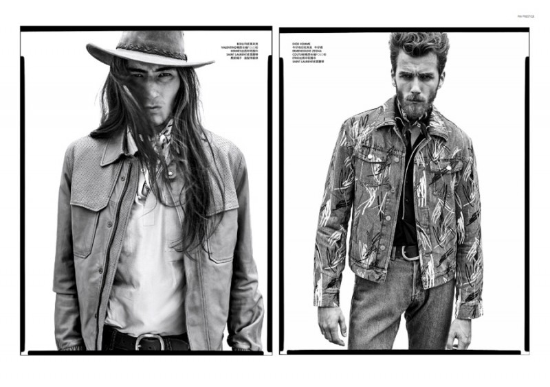 Models channel the spirit of the American west in black & white images.