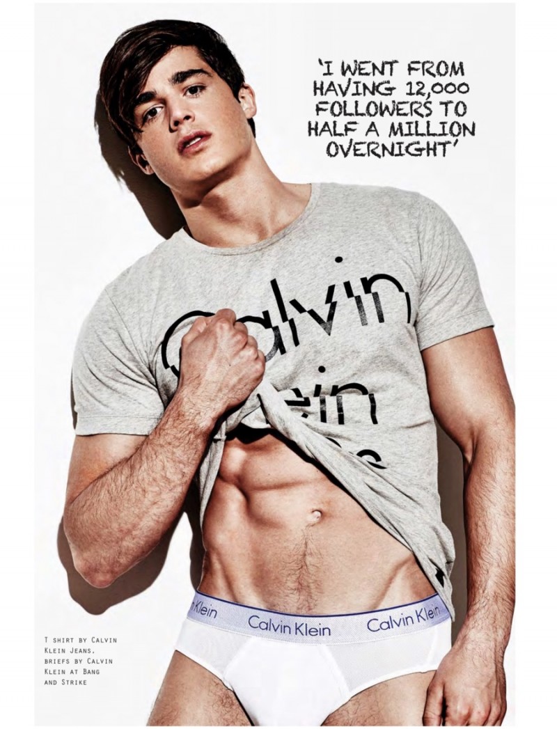 Pietro wears t-shirt and underwear Calvin Klein.