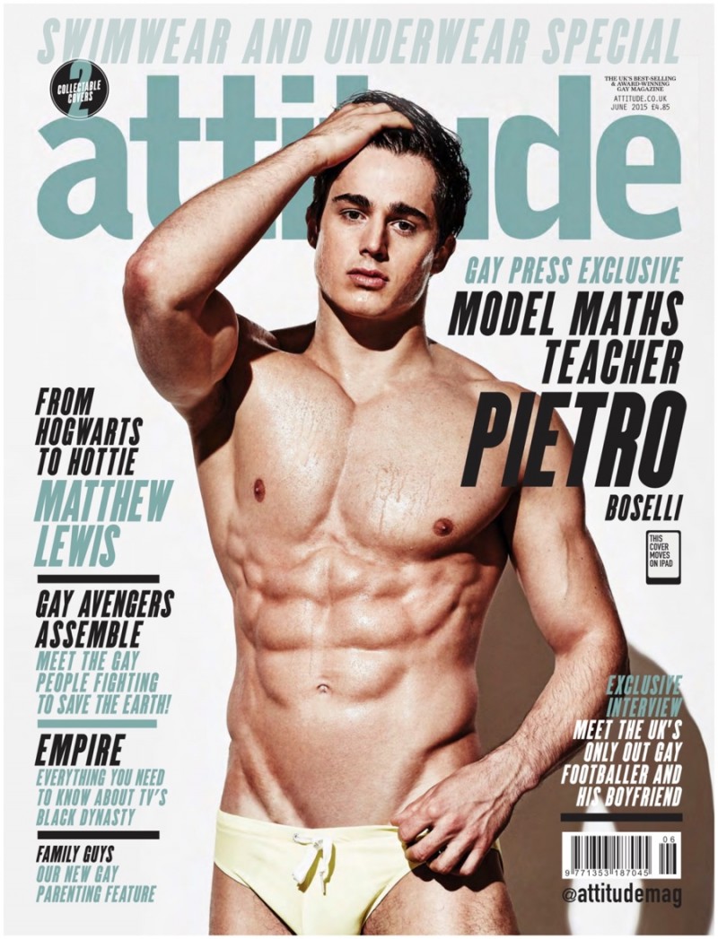 Pietro Boselli covers Attitude's June 2015 issue.