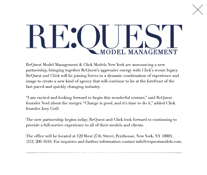 Re:Quest Model Management + Click Models New York Merging