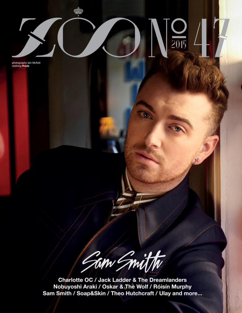 Covering the new issue of German magazine ZOO, Sam Smith wears a spring-summer 2015 Prada ensemble. 