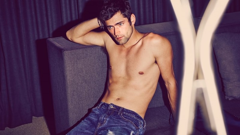 Sean O'Pry goes shirtless for Penshoppe's 2015 denim campaign.