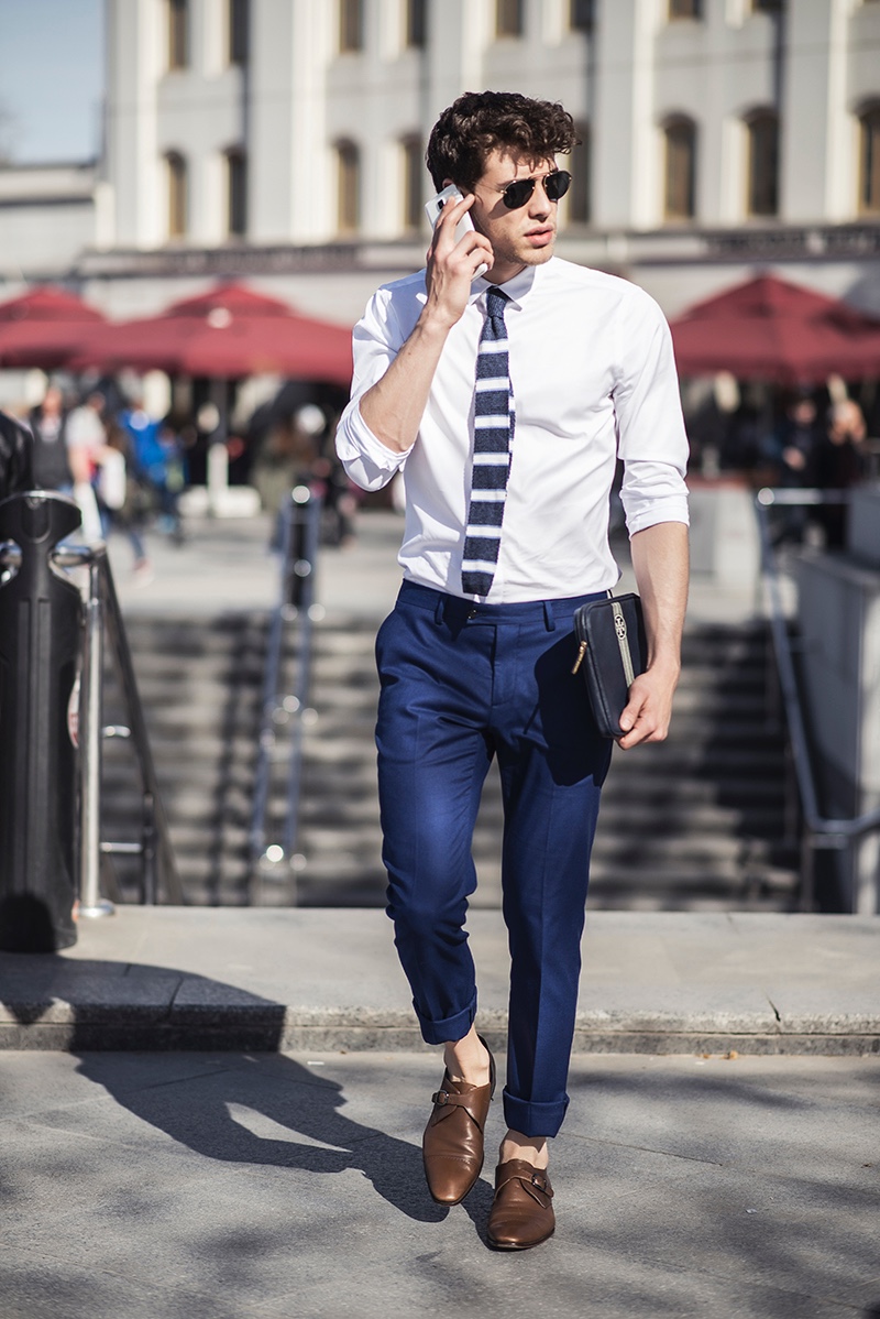 Sotiris mimics smart street style with a slim fit.